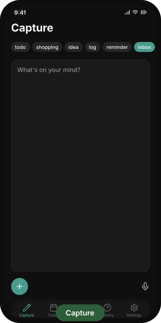 OneClickDo capture screen — single text field